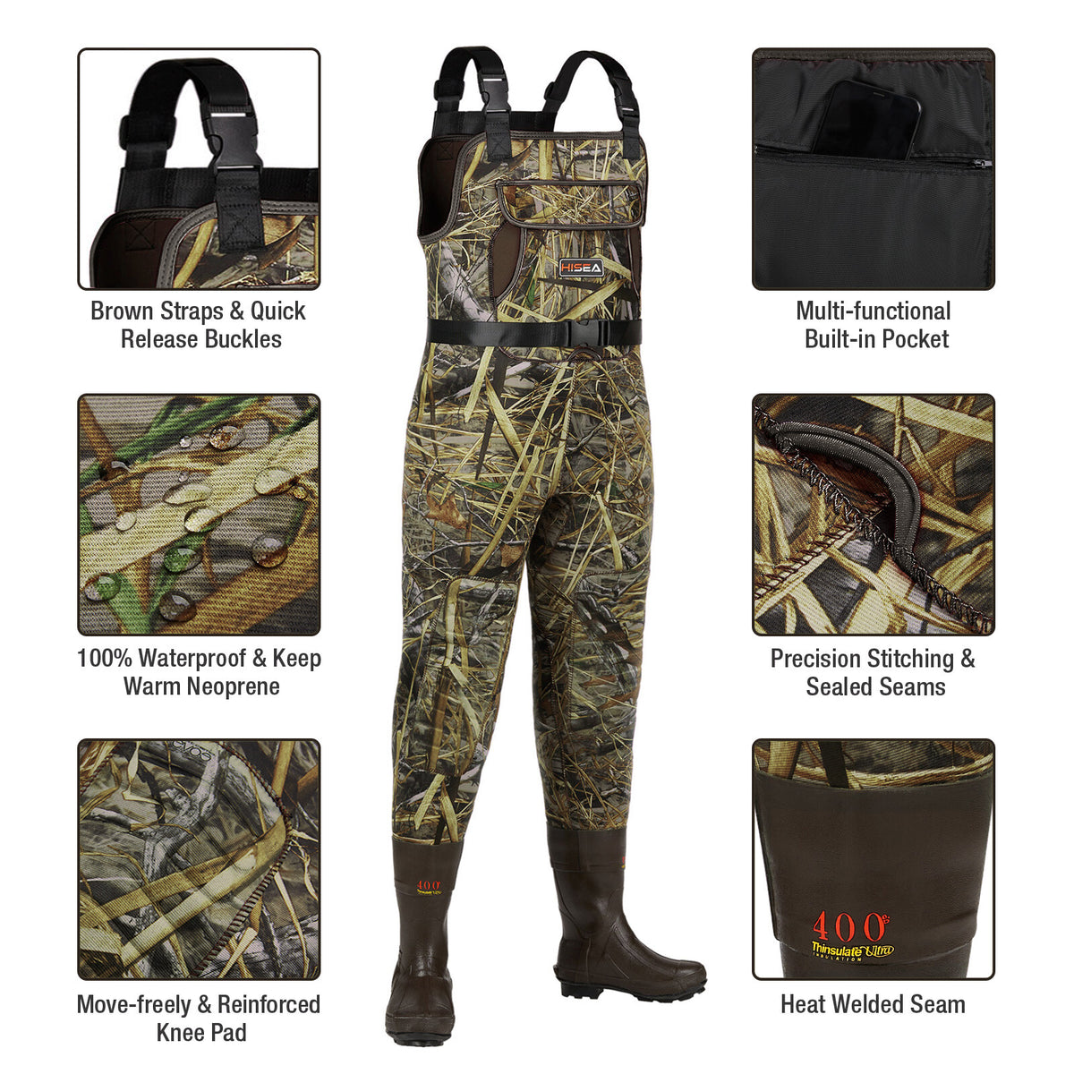 Women’s Neoprene Chest Waders 400G Insulated Waterproof Fishing & Hunting Boots