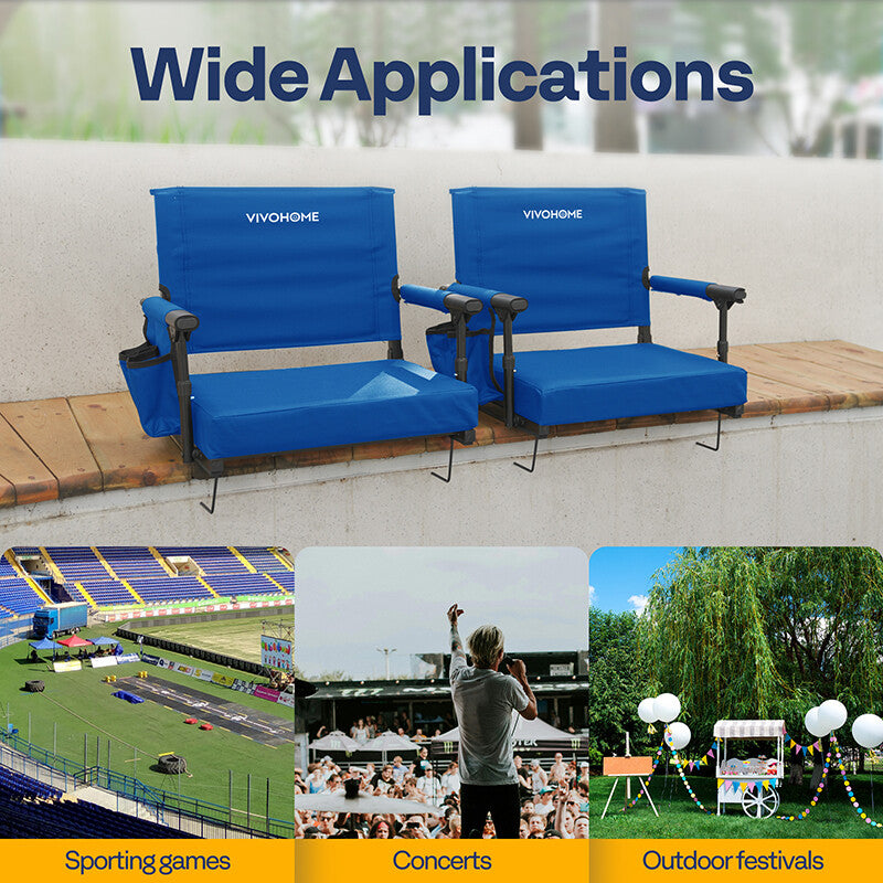 Portable Stadium Bleacher Seat with Cup Holders & Shoulder Strap - Comfortable & Foldable