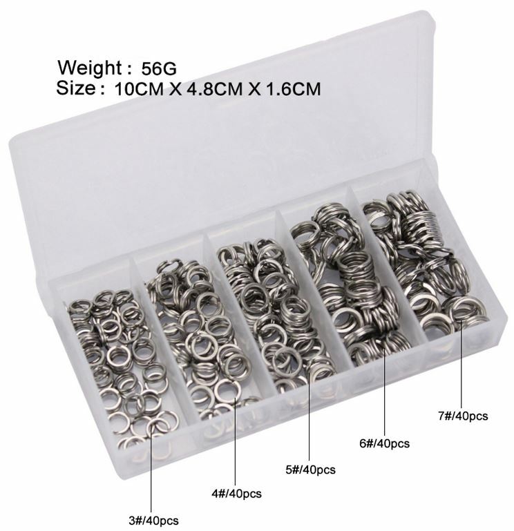 200PCS Stainless Steel Fishing Split Rings Assorted Sizes for Heavy Duty Fishing