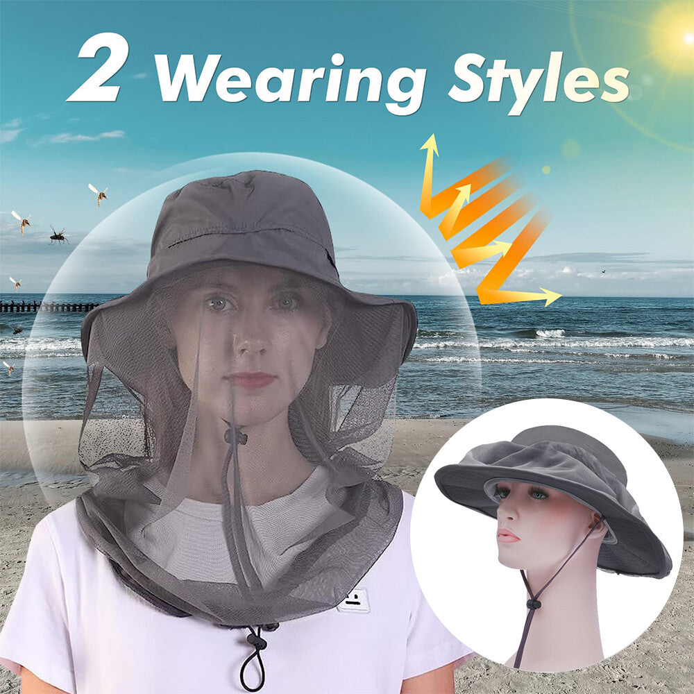 Mosquito Head Net Hat with UV Sun Protection for Outdoor Activities