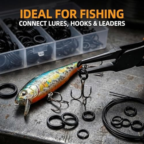 Heavy Duty Steel Fishing Split Rings Kit - 250 Pcs for Lure Making & Tackle