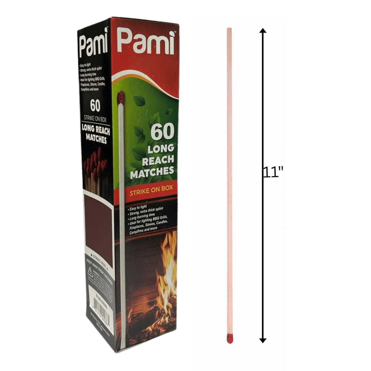Long Wooden Matches 11 Inch - Fire Starter for Candles, Grilling, Camping