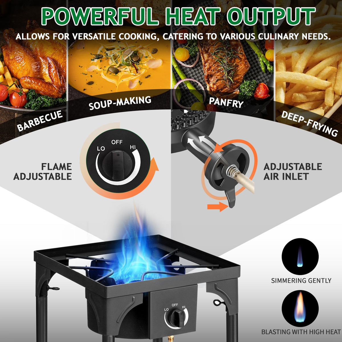 Portable Outdoor Propane Camp Stove 75,000-BTU Single Burner BBQ Grill