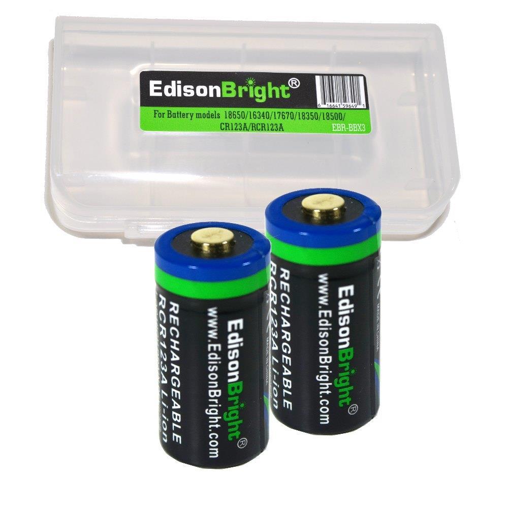 Rechargeable 16340 Li-ion Battery 650mAh for Flashlights & Devices - 2 Pack
