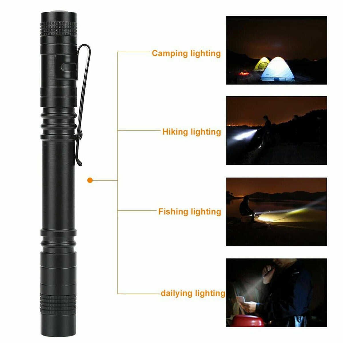 LED Pen Flashlight 100000LM Portable Torch for Camping & Outdoor Use