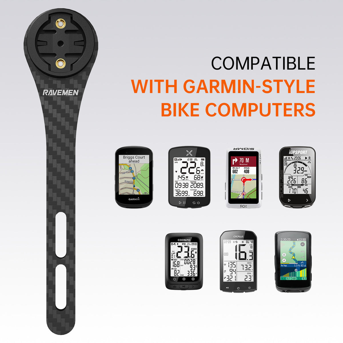 Bike Computer Mount Carbon Fiber Front Handlebar Compatible with Garmin