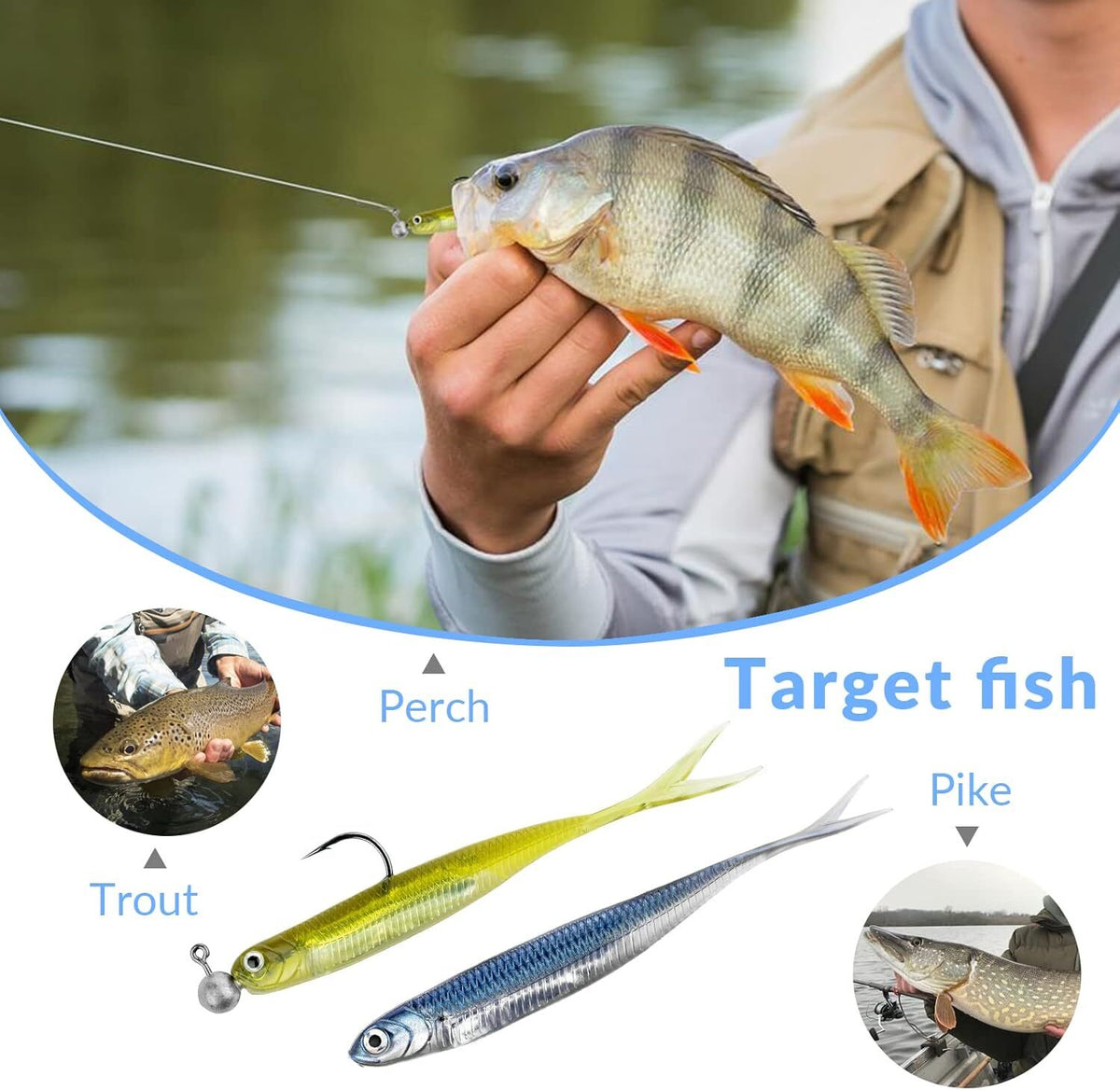 5X Soft Plastic Swimbaits Paddle Tail Shad Fishing Lures for Bass and Trout