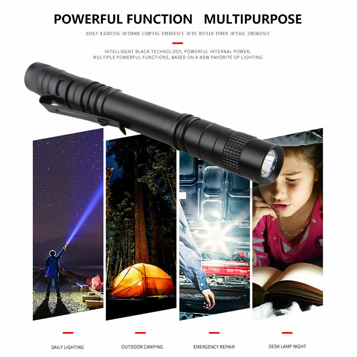 LED Pen Flashlight 100000LM Portable Torch for Camping & Outdoor Use