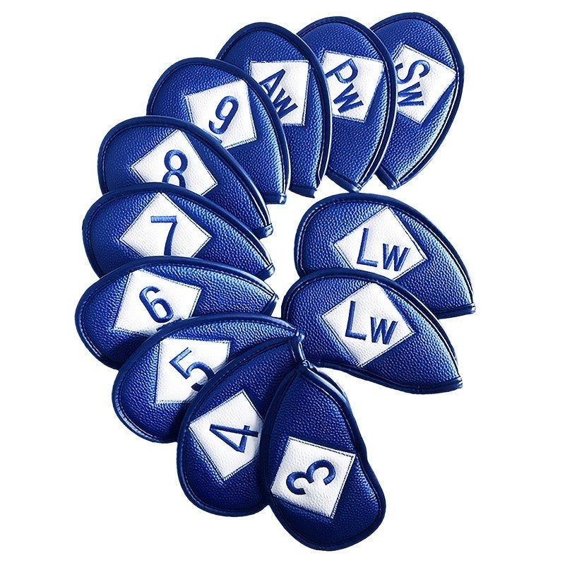 Golf Head Covers Set - 12 Pieces with Embroidered Labels for Irons and Wedges