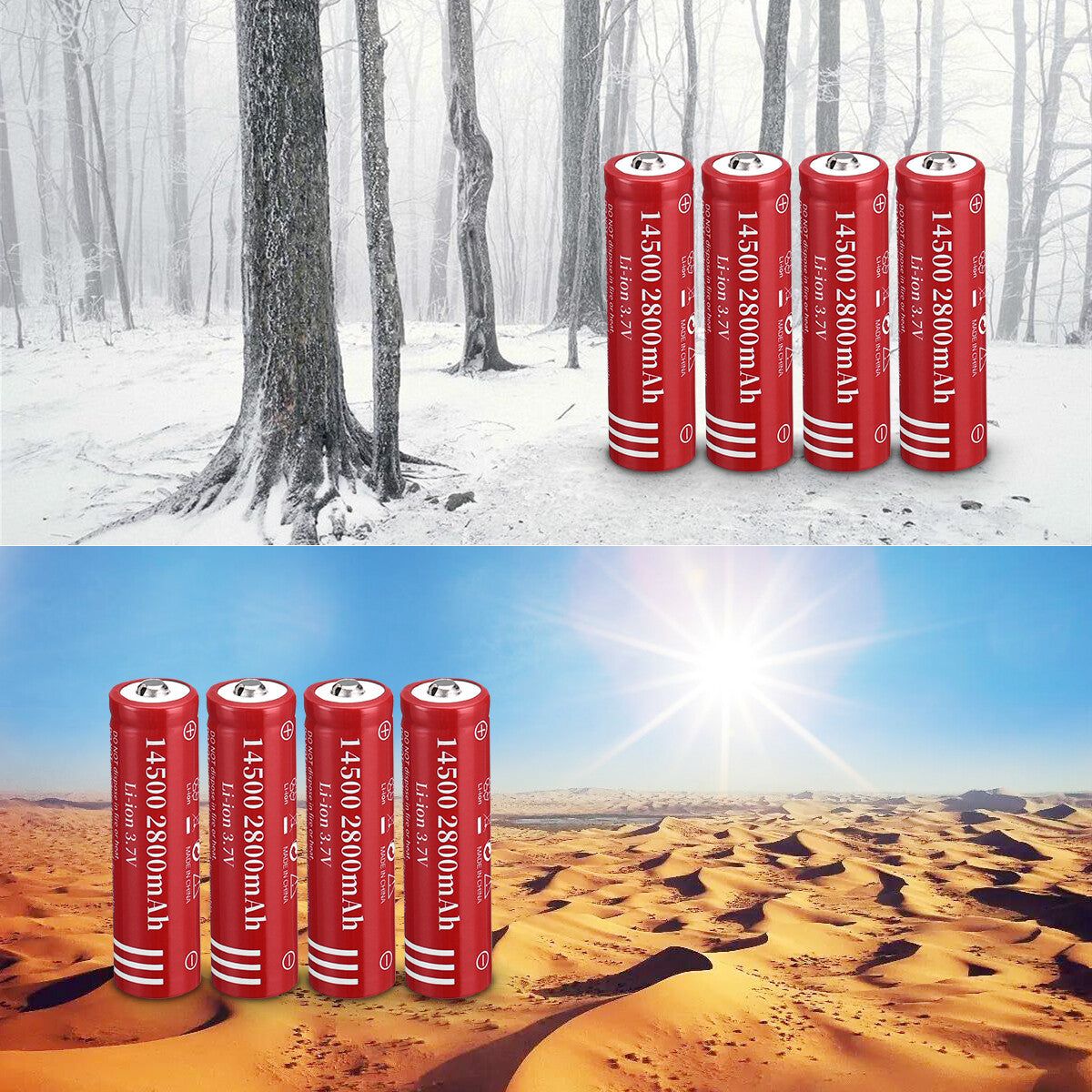 Rechargeable Lithium Battery Set 3.7V 2800mAh for Flashlights & Devices