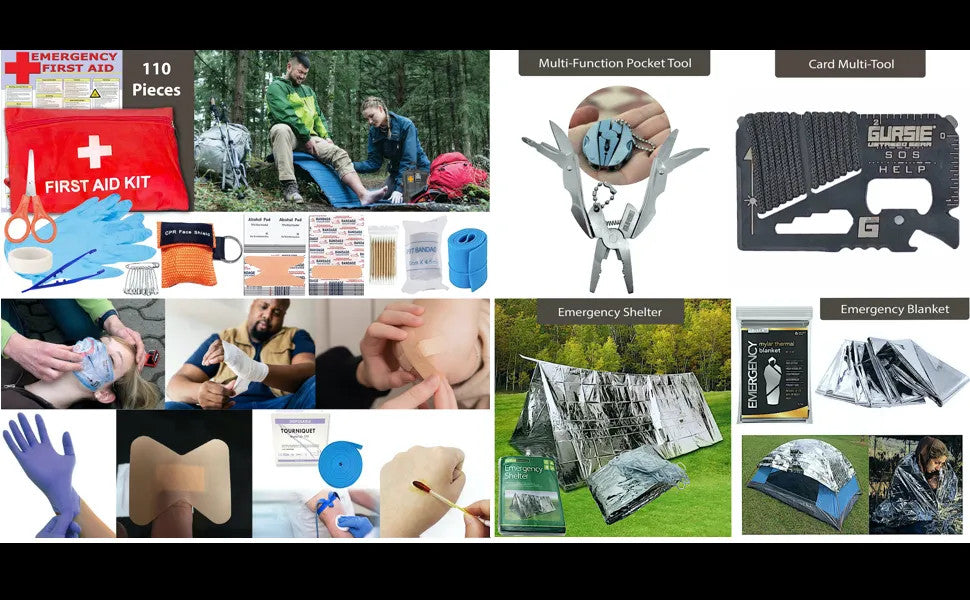Men's Tactical Survival Gear Kit - Emergency Camping Hiking Travel Equipment