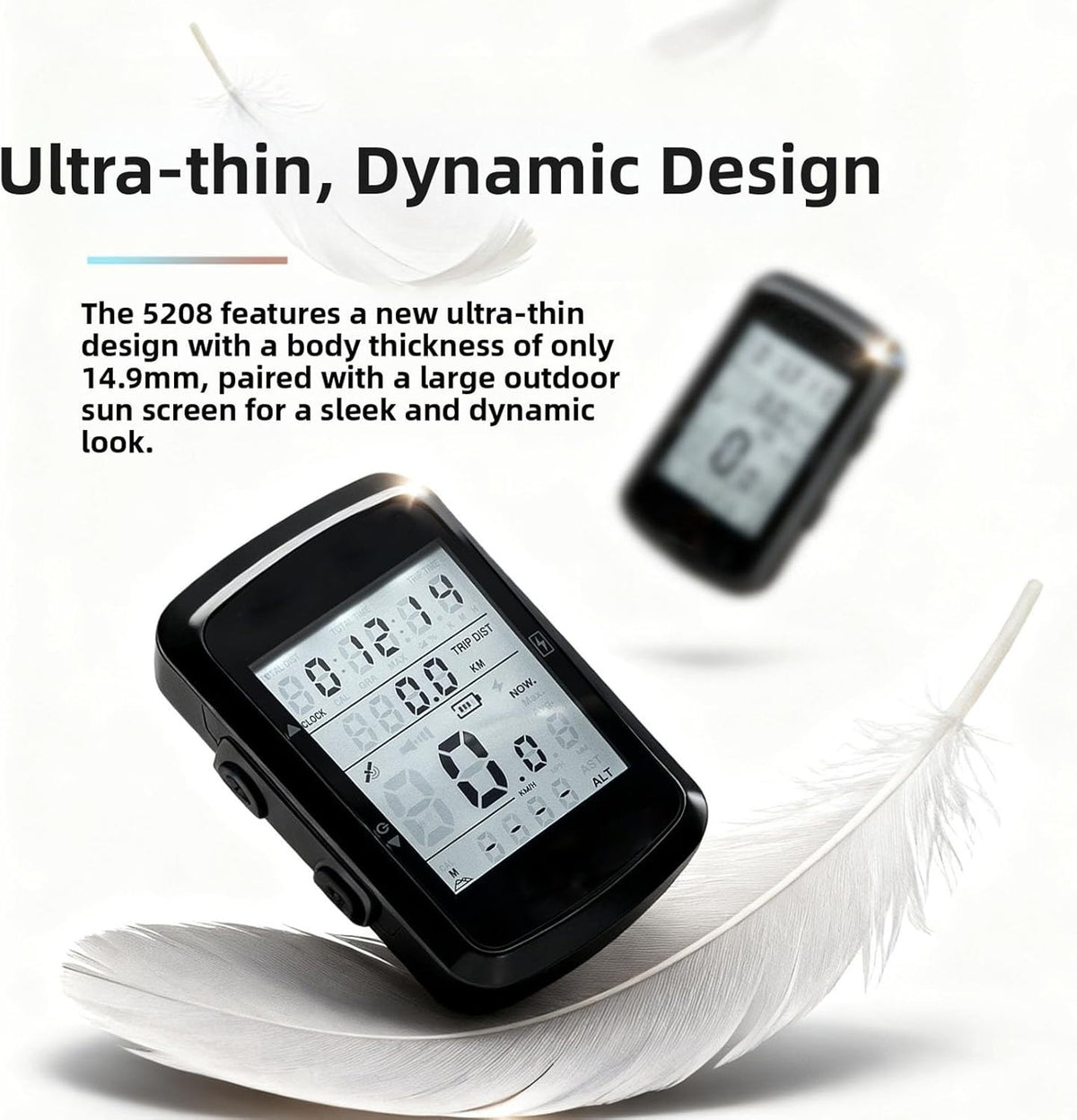 Wireless GPS Bike Computer with Auto Start/Stop 2.4" LCD Waterproof Cycling Speedometer