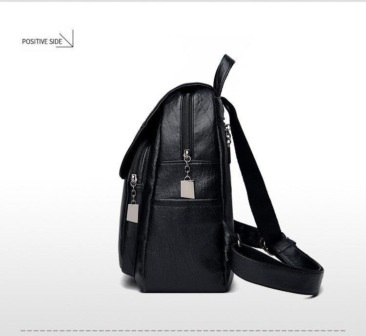 Women’s Artificial Leather Backpack - Luxury Designer Style, Soft Cowhide