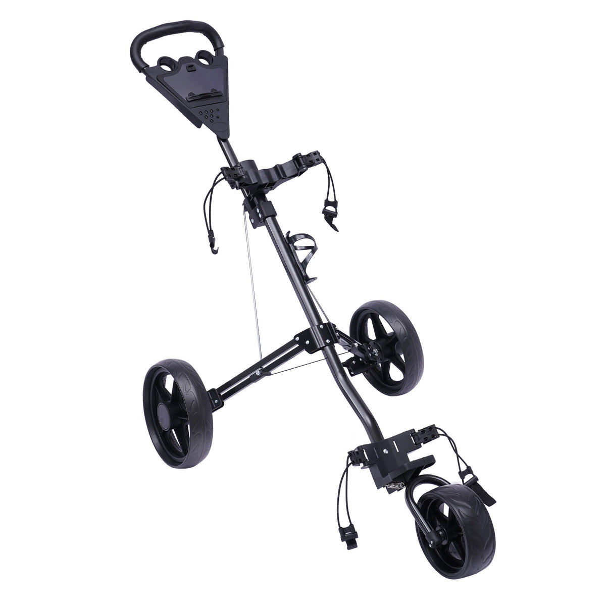 3-Wheel Foldable Golf Push Cart with Foot Brake & Cup Holder