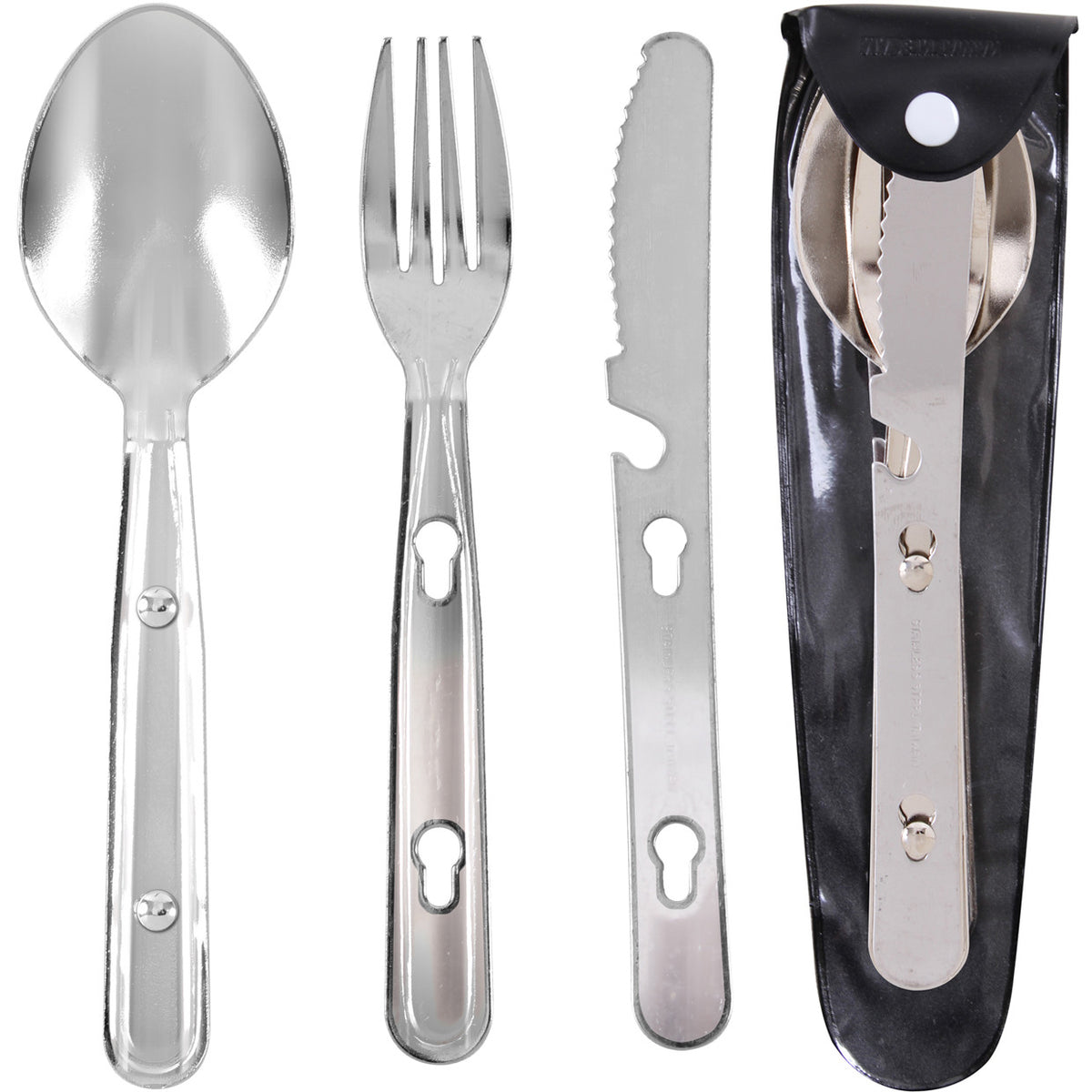 3 Piece Stainless Steel Camping Utensil Set Knife Fork Spoon Survival Kit