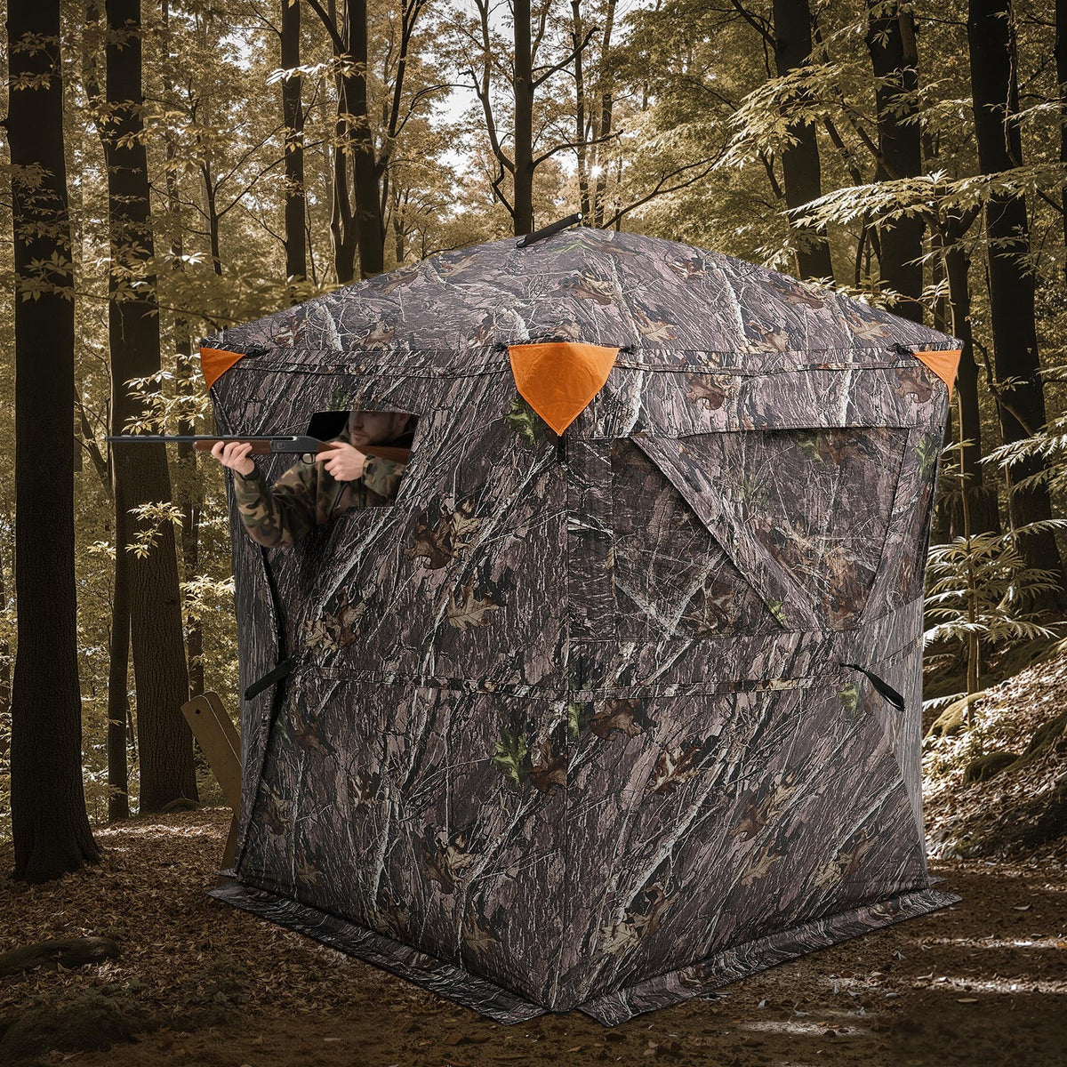 Hunting Blind 270° View Camouflage Ground Shelter with Mesh Windows for 1-3 People