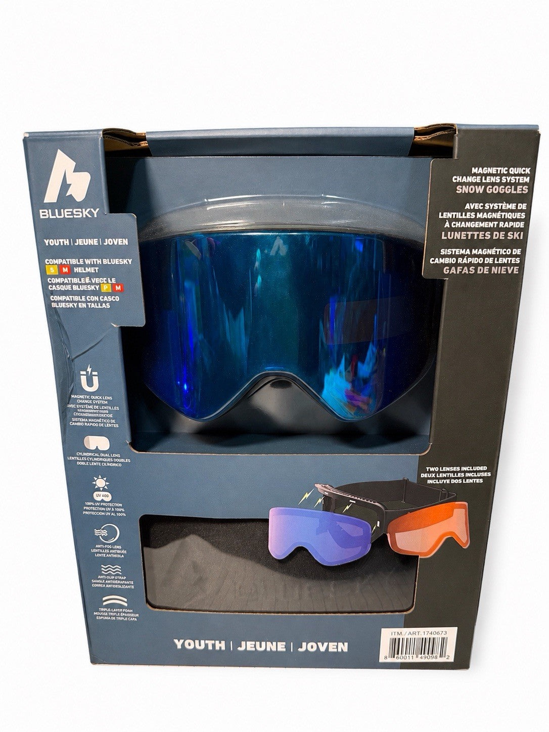 Youth Snow Goggles with Magnetic Quick-Change Lenses for Skiing & Snowboarding