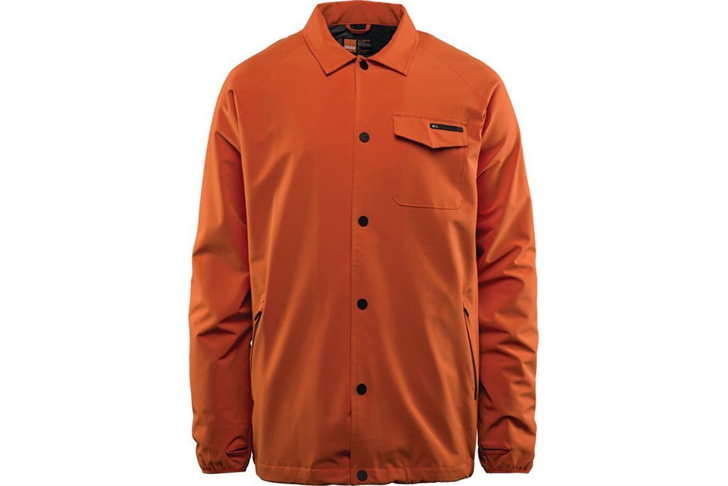 Men's Water-Resistant Coaches Jacket - Orange, Large, 4-Way Stretch