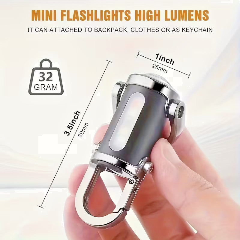 Rechargeable Mini Keychain Flashlight 300LM - Multi-Mode Portable LED Work Light