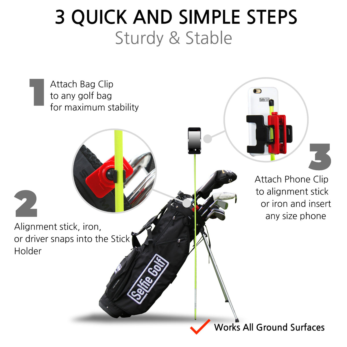 Golf Swing Recording Phone Holder - Golf Analyzer Accessories for All Phones