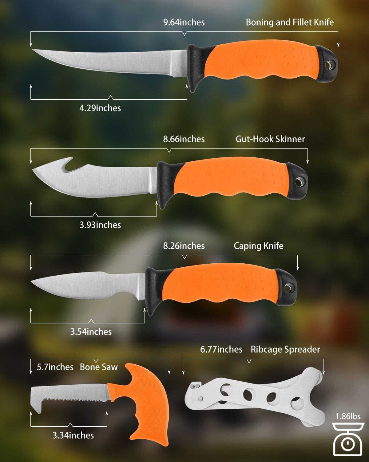 6-Piece Hunting Knife Set with Sharp Blades & Accessories for Field Dressing