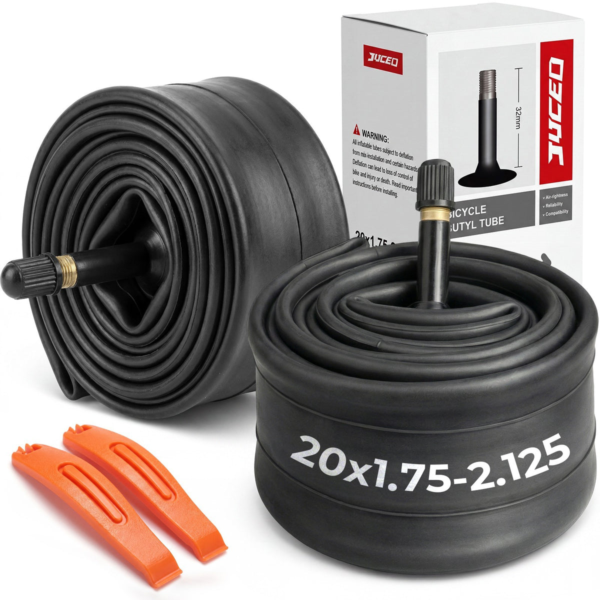 20-Inch Bicycle Inner Tubes Set - Fits Road & Mountain Bikes, Schrader Valve
