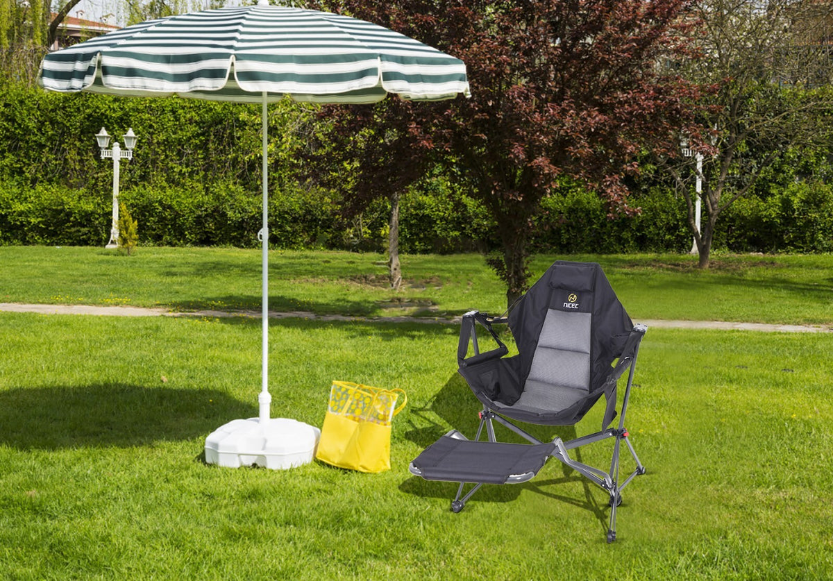 Hammock Camping Chair with Footrest, Rocker Swing Chair, Portable Outdoor Seat