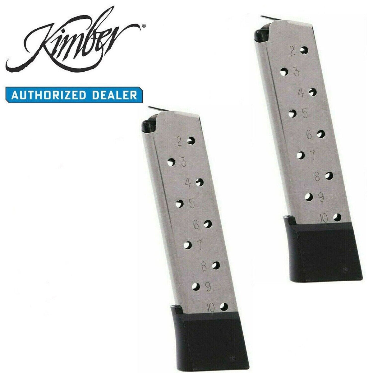 Kimber 1911 .45 ACP Extended Magazines Set of 2 - 10-Round Stainless
