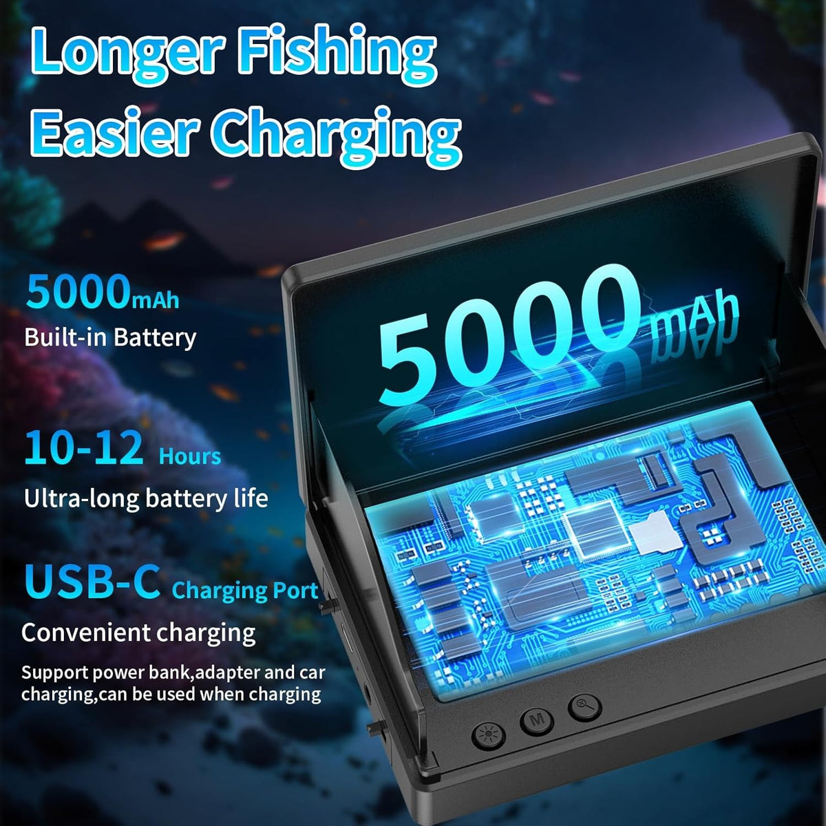 Portable Underwater Fish Finder Camera with 4.3-Inch LCD and 10M Cable