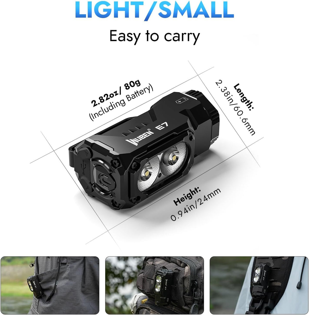 Mini LED Flashlight 1800 Lm Waterproof Magnet USB Rechargeable Torch