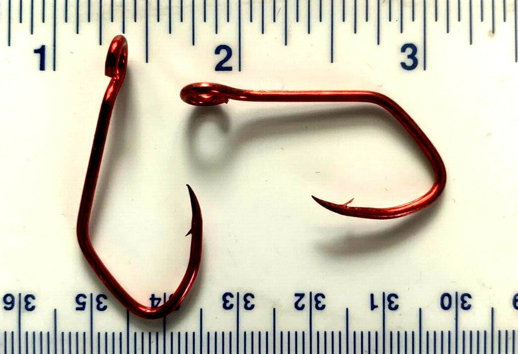 Matzuo 150060 Red Chrome Sickle Fish Hooks Size 2/0 - Pack of 100