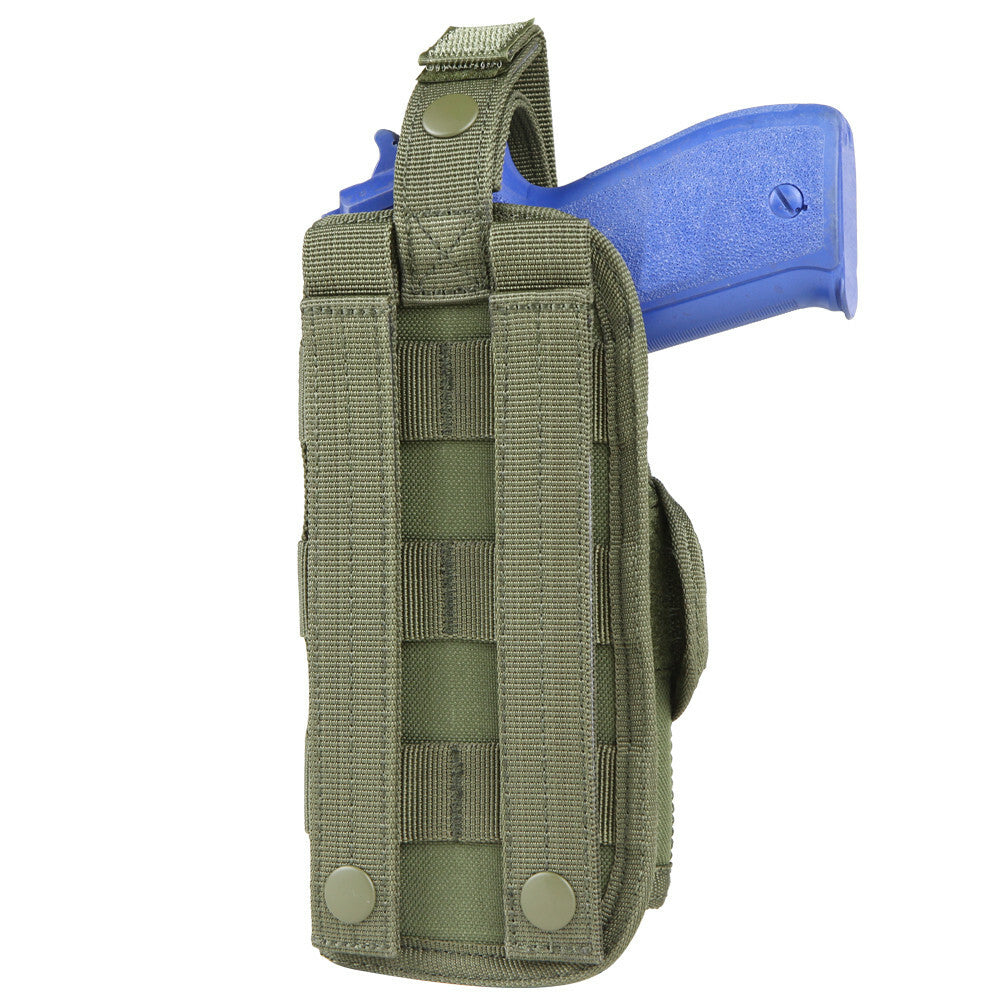 Tactical Vertical MOLLE Pistol Holster with Retention for Universal Fit