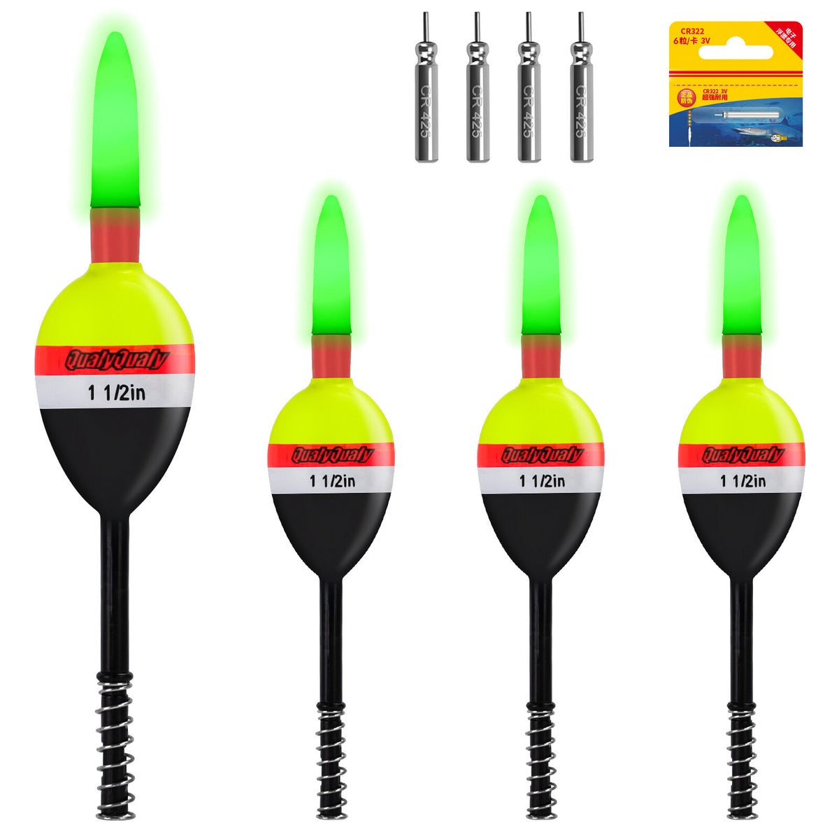 Lighted Slip Bobbers Fishing Floats Set - Sensitive Wooden Tackle for Crappie Walleye