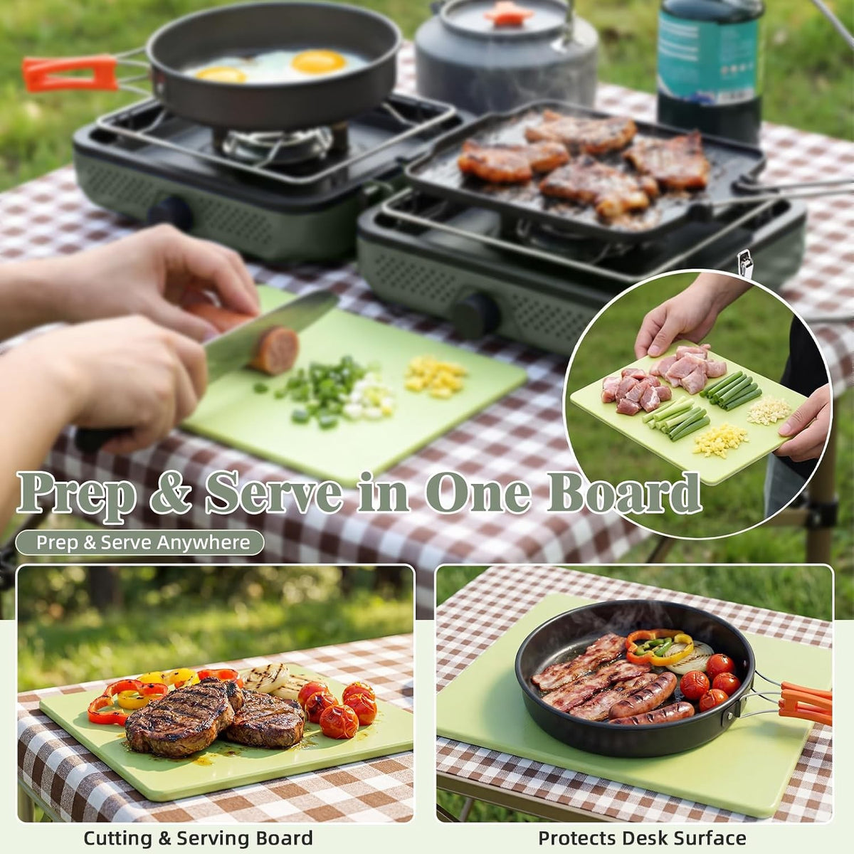 2 Burner Portable Camping Stove with Foldable Design and Cookware