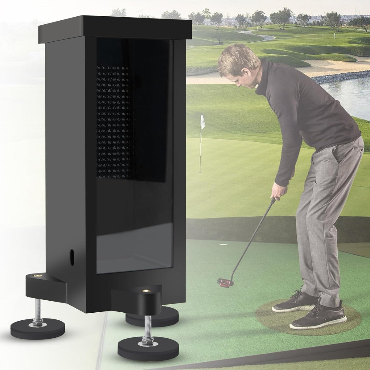Golf Launch Monitor Protective Cover with Adjustable Leveling & Storage