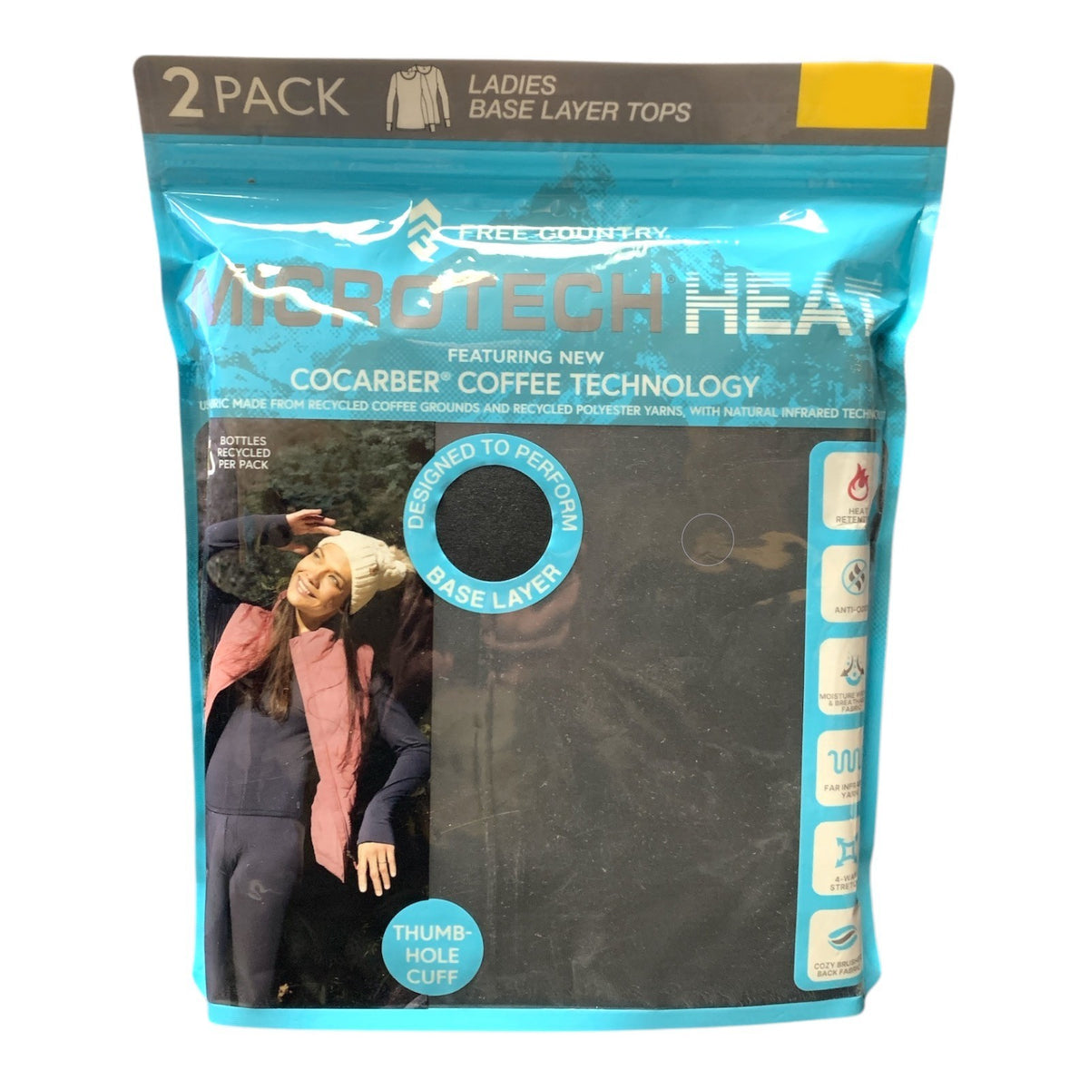 Ladies Microtech Heat Base Layer Top 2-Pack - Eco-Friendly Thermal Performance
