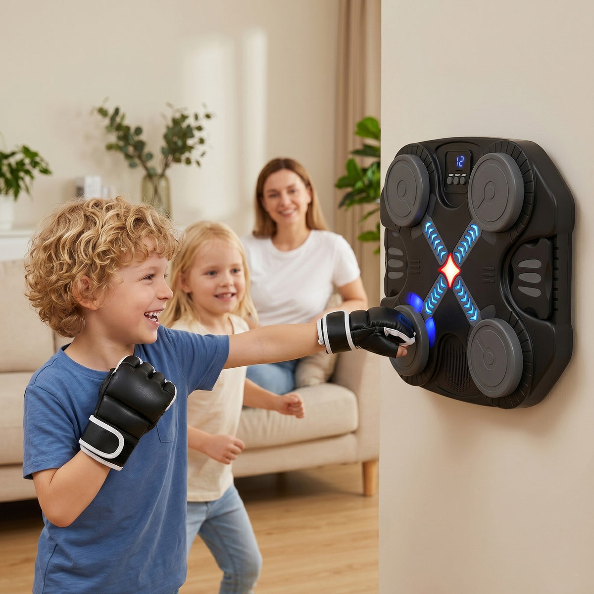 Kids Bluetooth Music Punching Machine - Wall-Mounted Boxing Trainer
