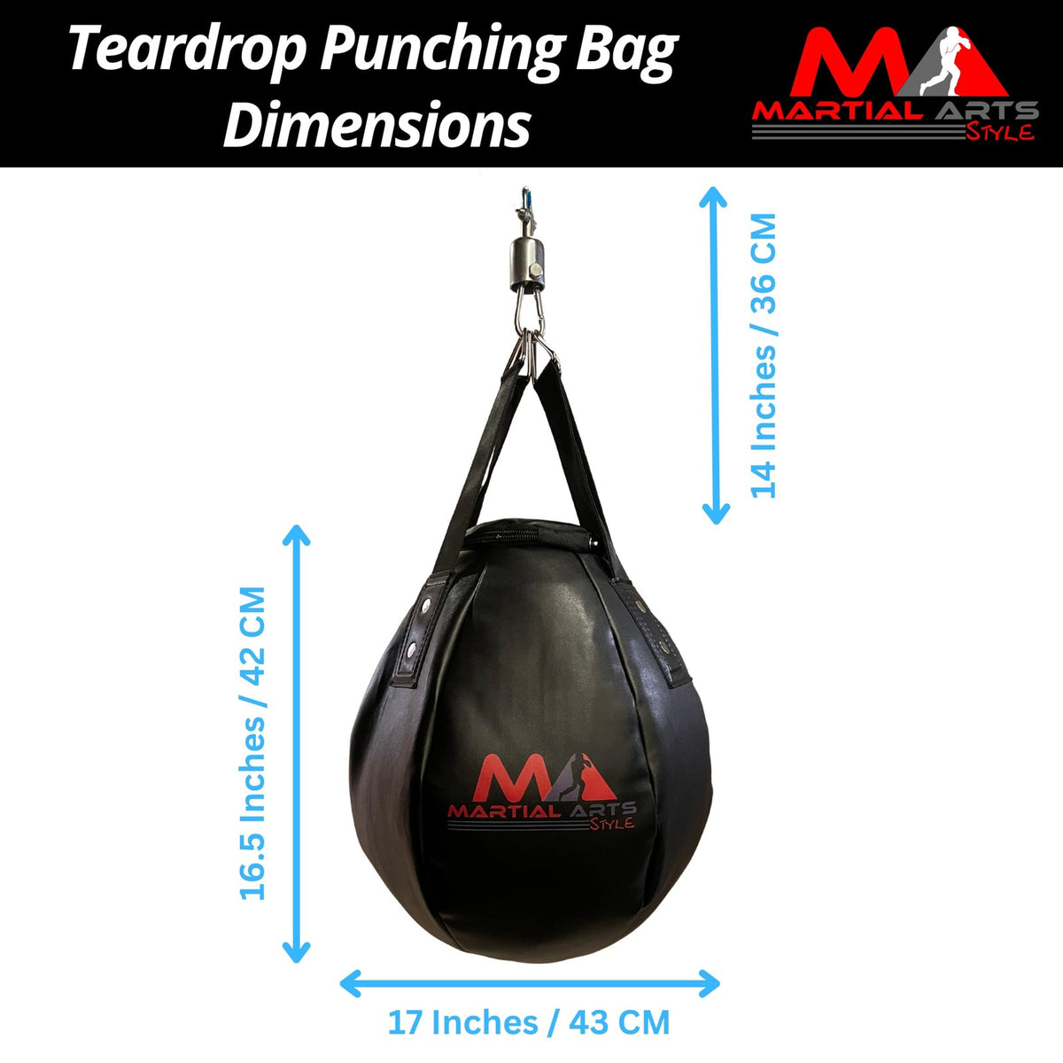 Professional Teardrop Punching Bag for Boxing & Martial Arts Training - 110 lbs, Black
