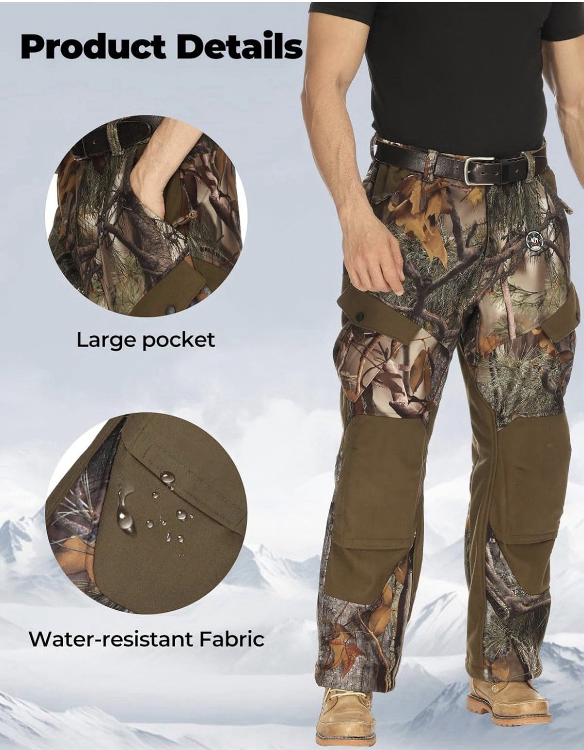 Kemimoto XL Heated Camo Pants for Men Winter Hunting & Outdoor Activity