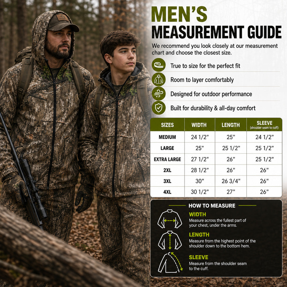 Insulated Camo Cotton Twill Jacket for Men - Quilted Lining, Mossy Oak Pattern