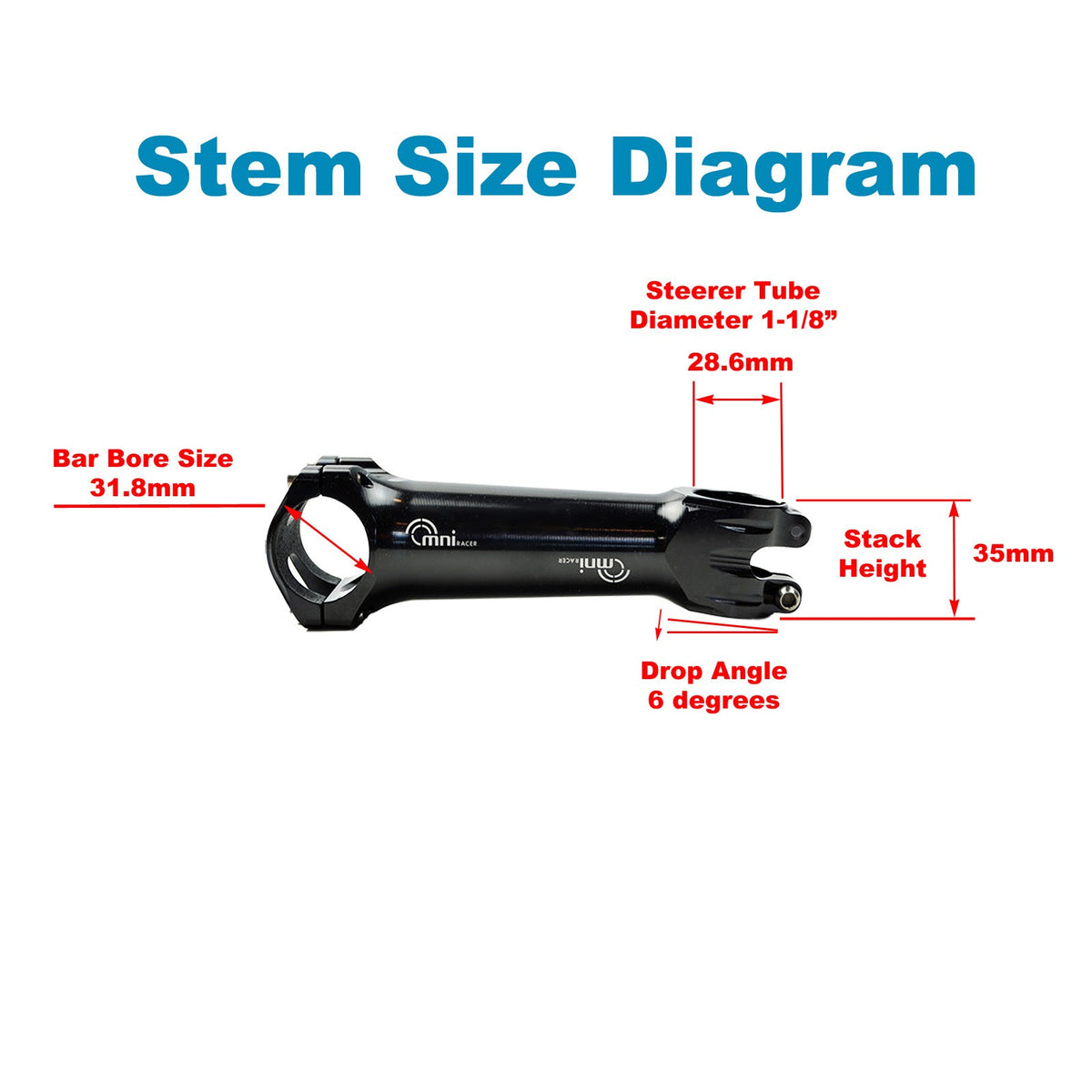 Lightweight Aluminum Bicycle Handlebar Stem 31.8x90mm with Titanium Bolts