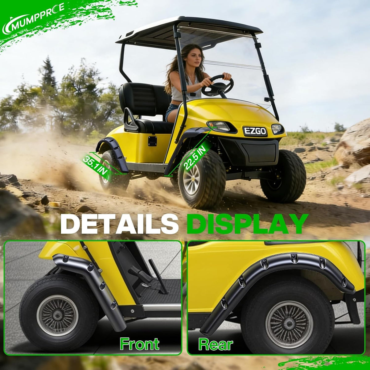 Golf Cart Fender Flares for EZGO TXT 1994-2013 - Front & Rear Mud Guards Set