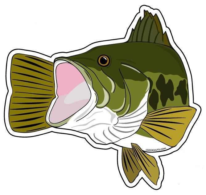 Large Mouth Bass Fish Sticker Decal - Waterproof Glossy Outdoor Vinyl - 4.75"