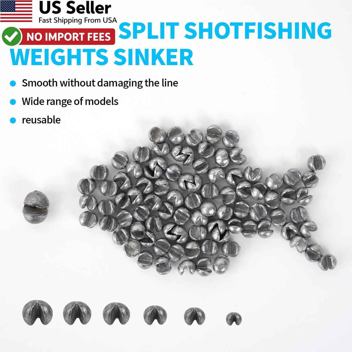 Split Shot Fishing Sinkers Set - Reusable Lead Weights for Bass Trout & Panfish