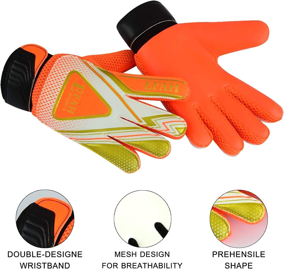 Kids Soccer Goalkeeper Gloves Size 4 - Anti-Slip Breathable Orange