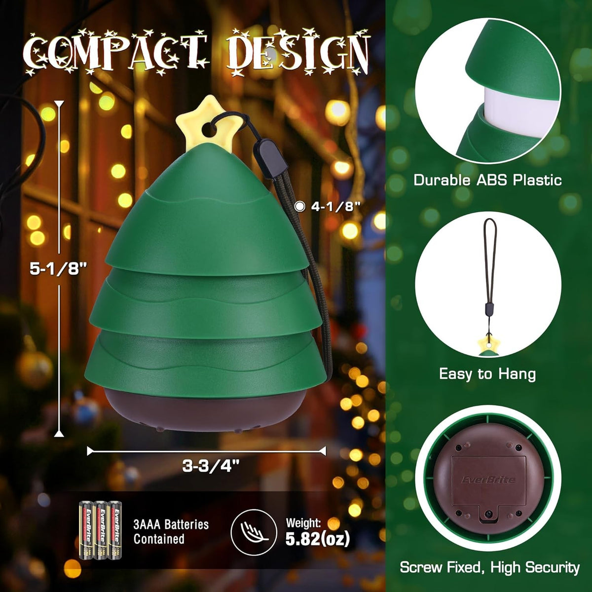 Christmas Lantern with 5 Light Modes - Holiday Decor & Night Light