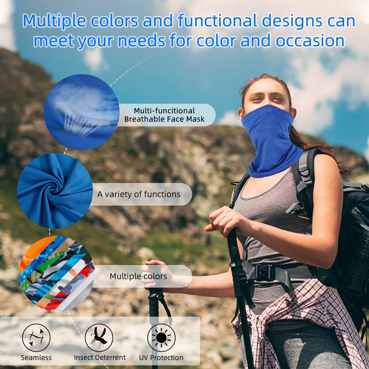 UV Protective Neck Gaiter for Men Women Sun Block Face Mask Set