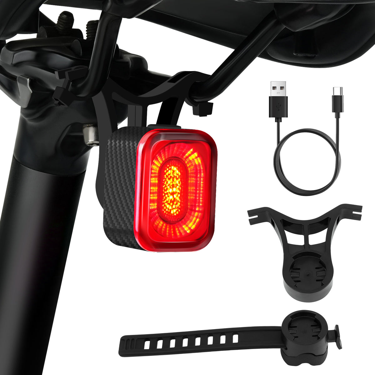 Rechargeable Bike Tail Light with Brake Sensing IP66 Waterproof LED Safety Light