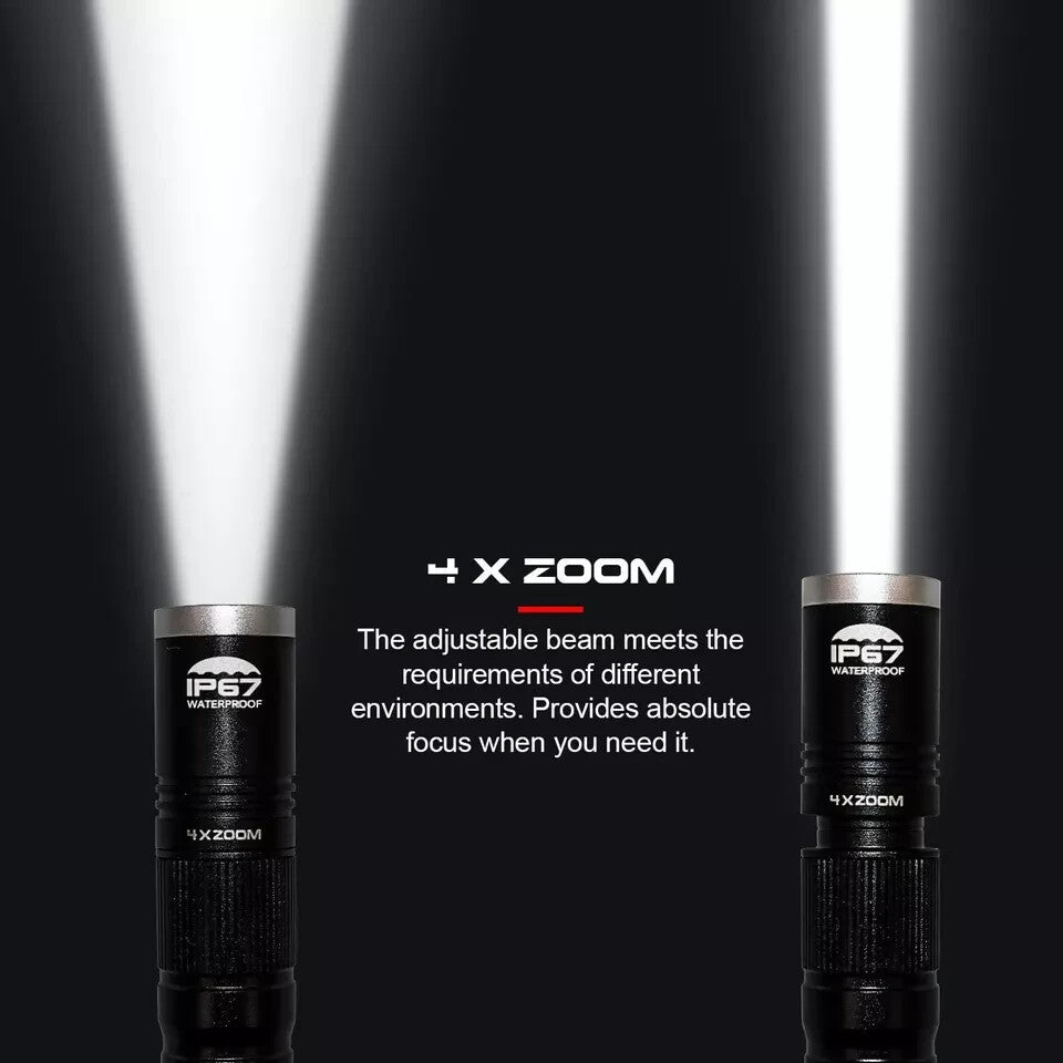 Rechargeable Waterproof LED Penlight with Zoom and 3 Modes