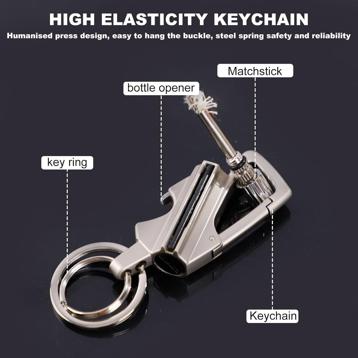 Permanent Match Infinity Lighter Keychain Multitool with Bottle Opener for Men